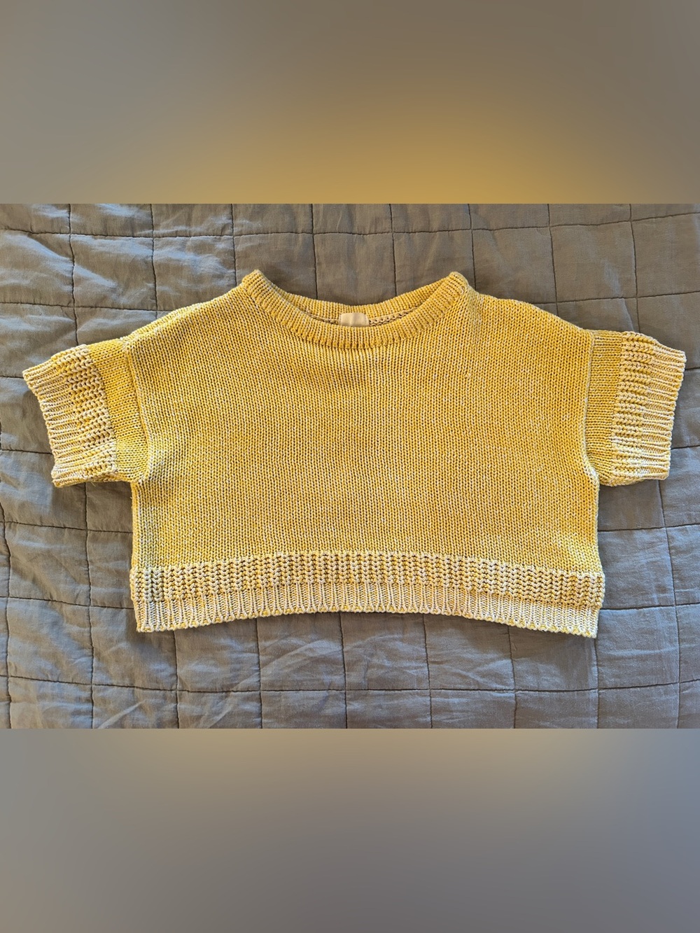Babaa Yellow Cropped Knit Sweater